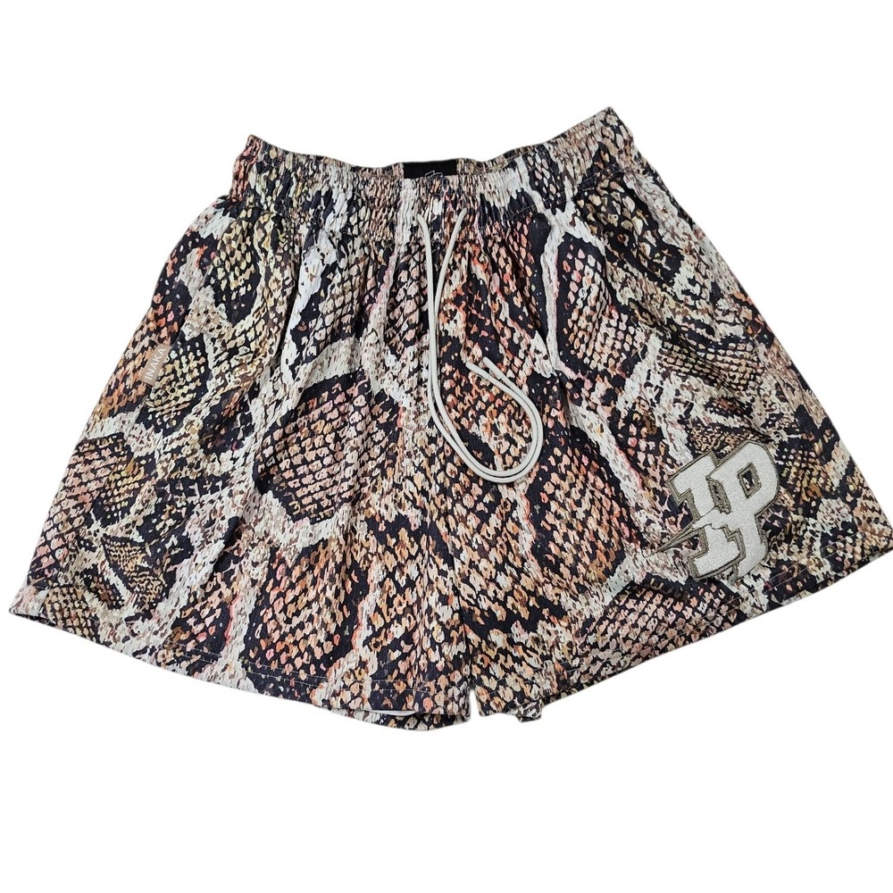 Inaka Power Mens Snakeskin Mesh Basketball Shorts IP Patch Medium Gorpcore